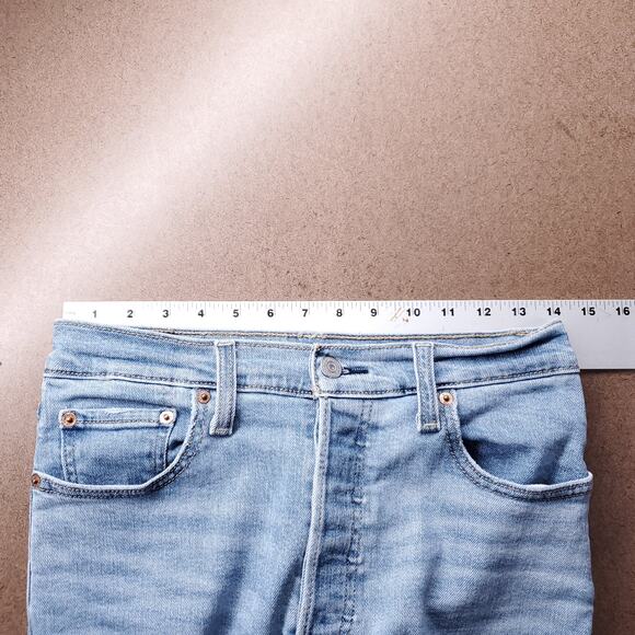 Levis Ribcage Jeans Women 27 Blue High Rise Button Fly Frayed Hem Retro Classic - Picture 4 of 13